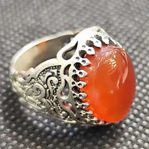 انگشتر نقره مردانه مدل سنگ عقیق یمانی کد 62