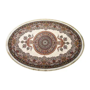  فرش ماشینی الماس کویر طرح سلاطین کد E1 زمینه کرم 