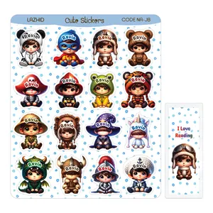 برچسب لاژید مدل اسم راوین طرح پسرونه به همراه نشانگر کتاب