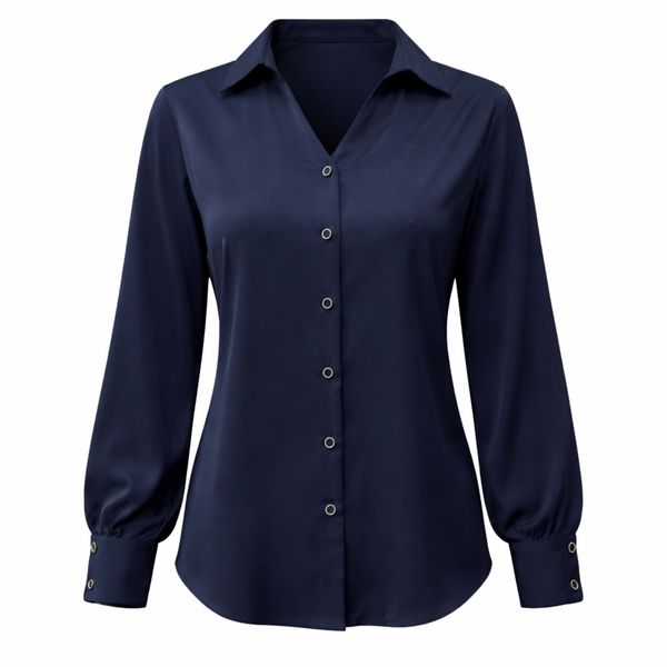 شومیز آستین بلند یقه برگردان زنانه مدل نیلوفر