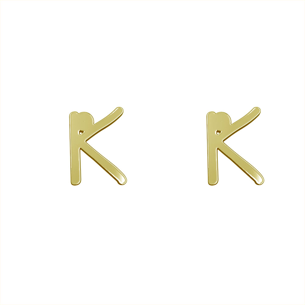 گوشواره طلا 18 عیار زنانه مدوپد مدل حرف K کد GA1-16791