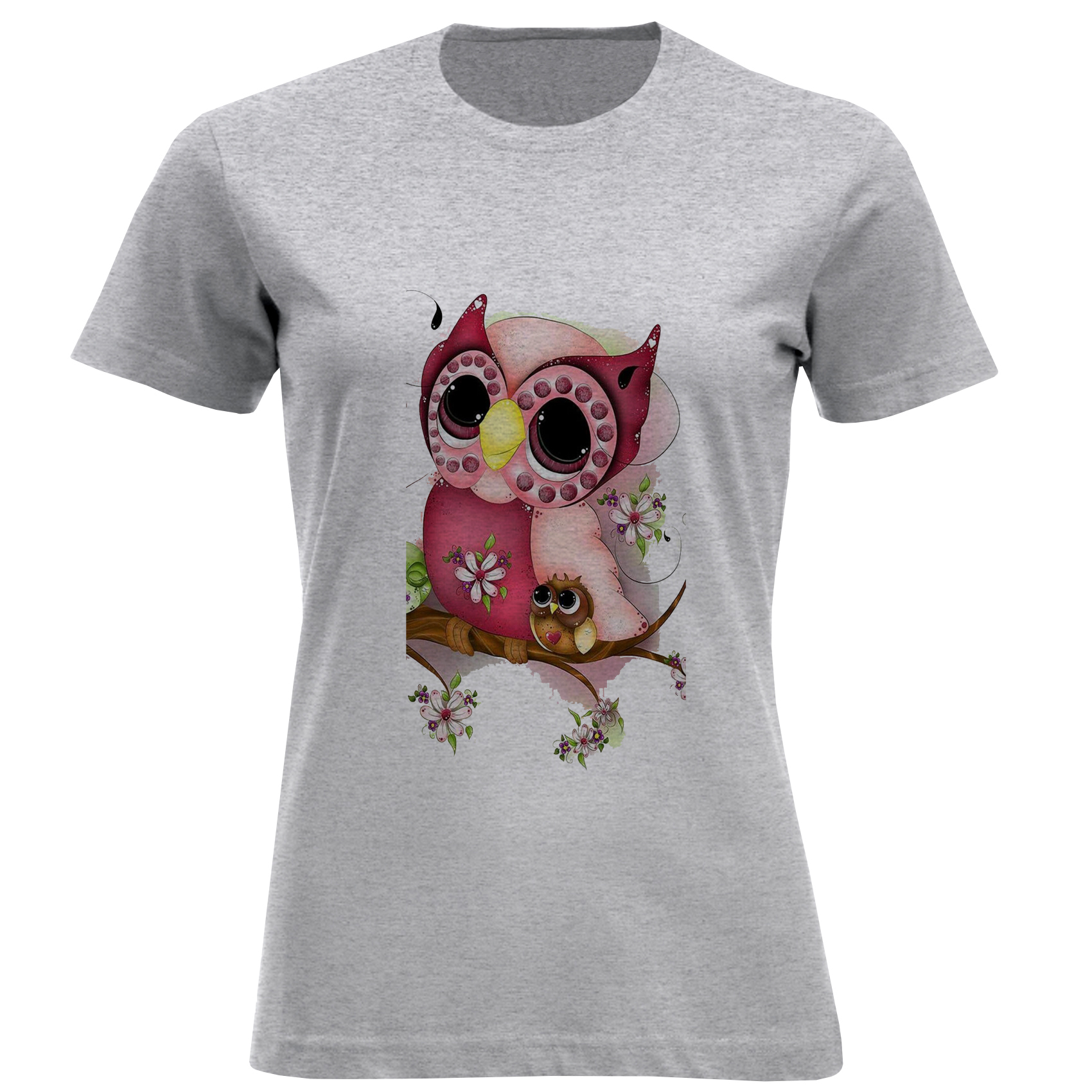 تی شرت آستین کوتاه زنانه مدل جغد D878