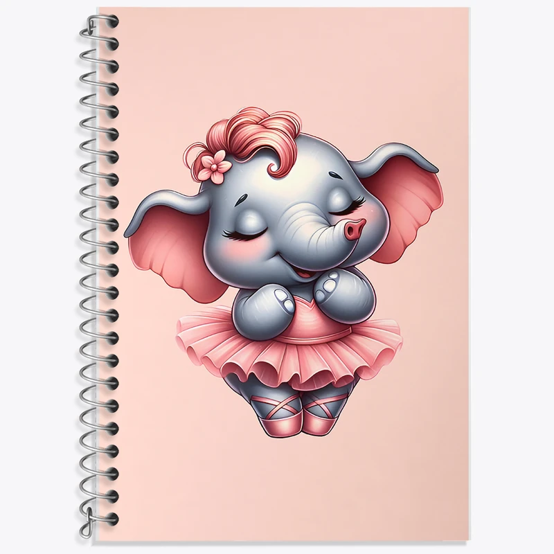 دفتر زبان 50 برگ خندالو مدل دو خط طرح فیل کیوت کد F7977