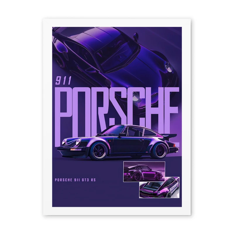 تابلو مدل دکوراتیو طرح ماشین پورشه کد 1132 فریم سفید