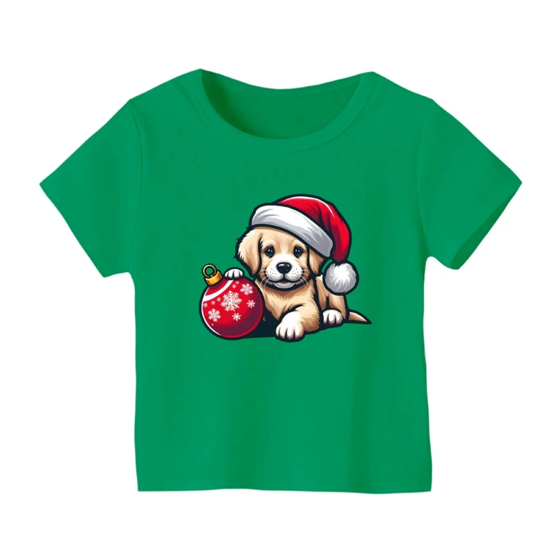 تی شرت آستین کوتاه بچگانه مدل سگ کریسمس