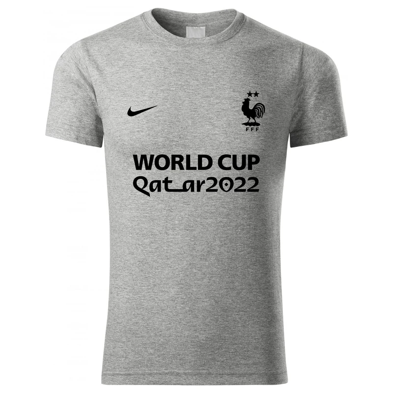 تی شرت آستین کوتاه مردانه مدل 140132 طرح جام جهنی تیم فرانسه رنگ طوسی