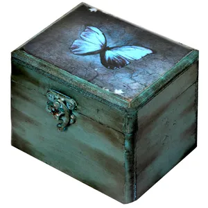 جعبه هدیه چوبی طرح Butterfly کد 02