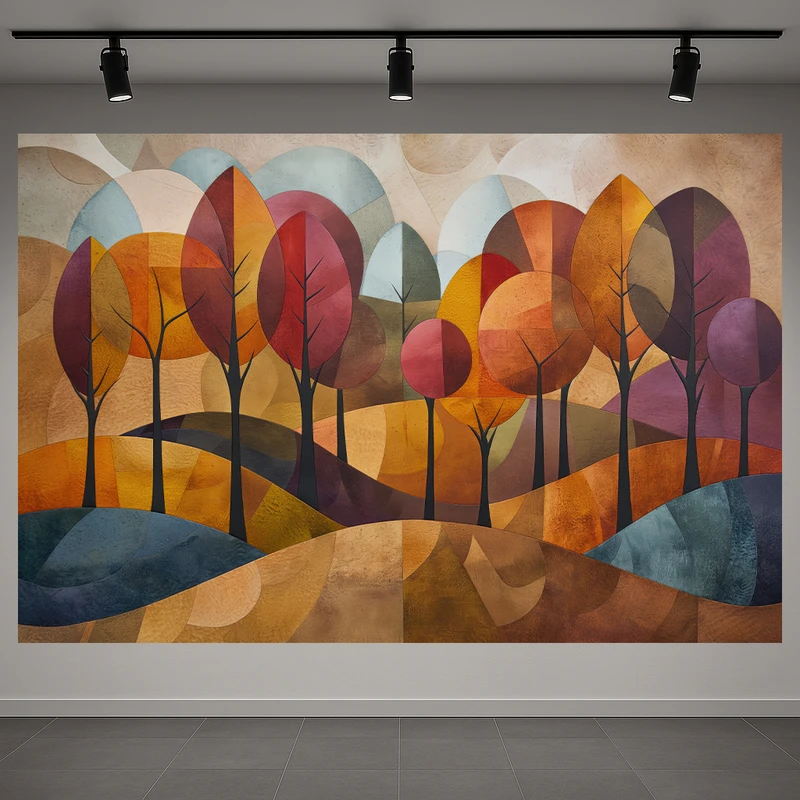 پوستر طرح نقاشی مینیمال مدل جنگل پاییزی کد AR3060625