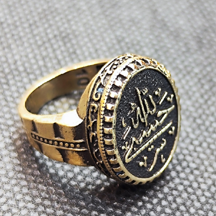 انگشتر مردانه مدل طلا روس طرح حسبی الله کد 260
