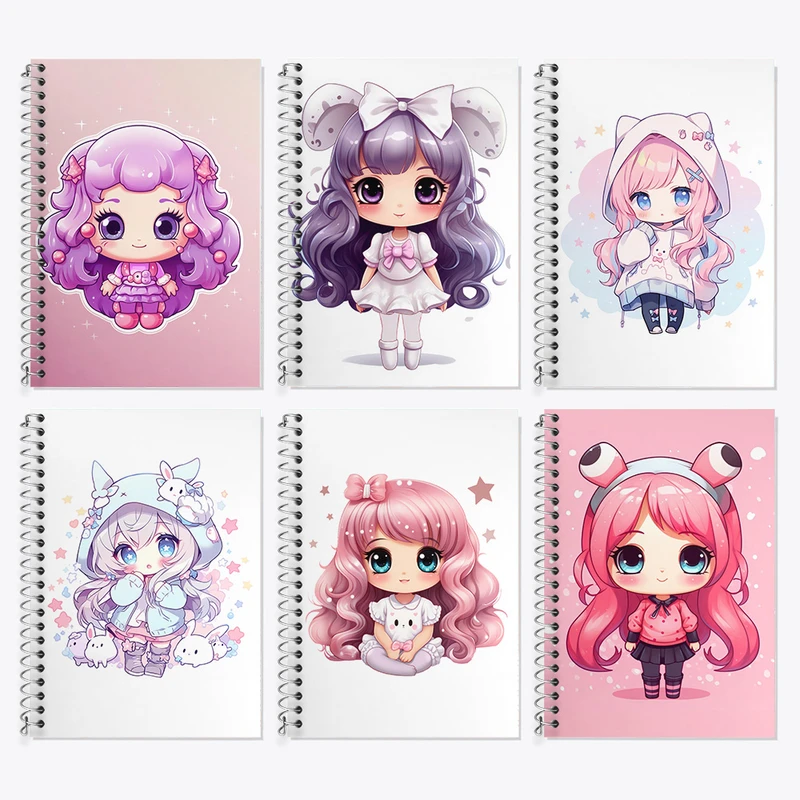 دفتر زبان 50 برگ خندالو مدل دو خط طرح دخترانه کد 271 مجموعه 6 عددی