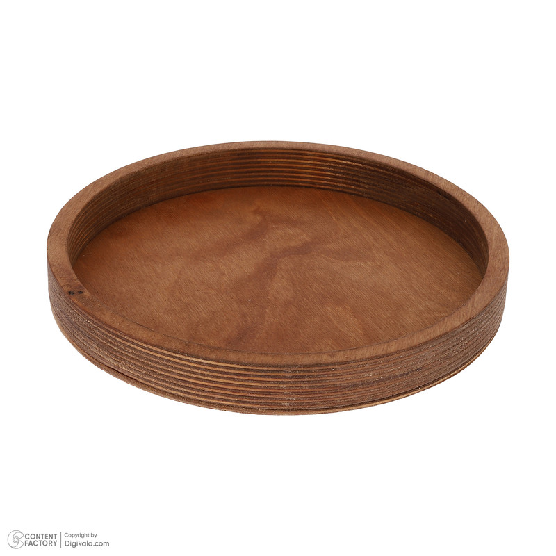 سینی سرو چوبی دایره‌ای مجموعه 5 عددی، مناسب پذیرایی و اردوخوری، سایز 12 تا 28 سانتی‌متر، ارتفاع 3.5 سانتی‌متر، بدون امکان شستشو