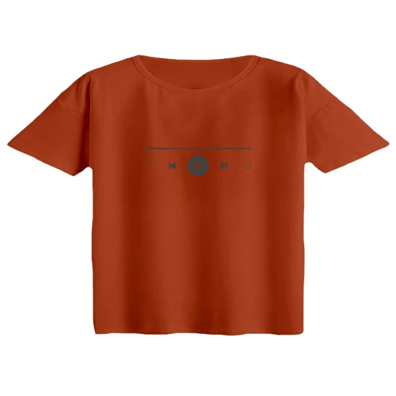 کراپ تی‌شرت آستین کوتاه زنانه مدل موزیک پلی