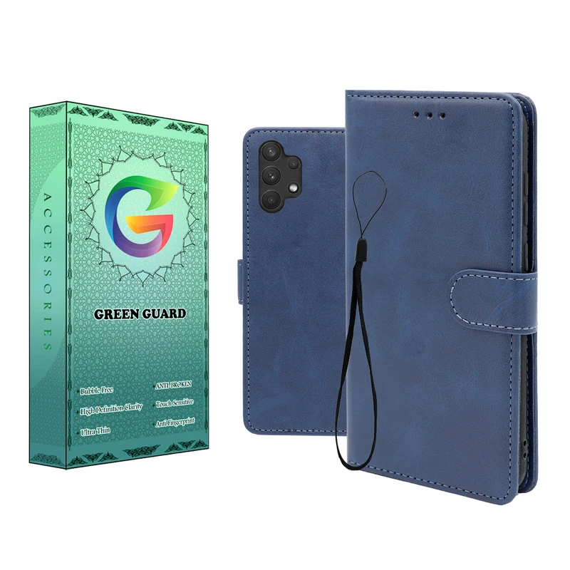 کیف کلاسوری گرین گارد طرح چرمی مدل Landing مناسب برای گوشی موبایل سامسونگ Galaxy A32 4G به همراه بند آویز