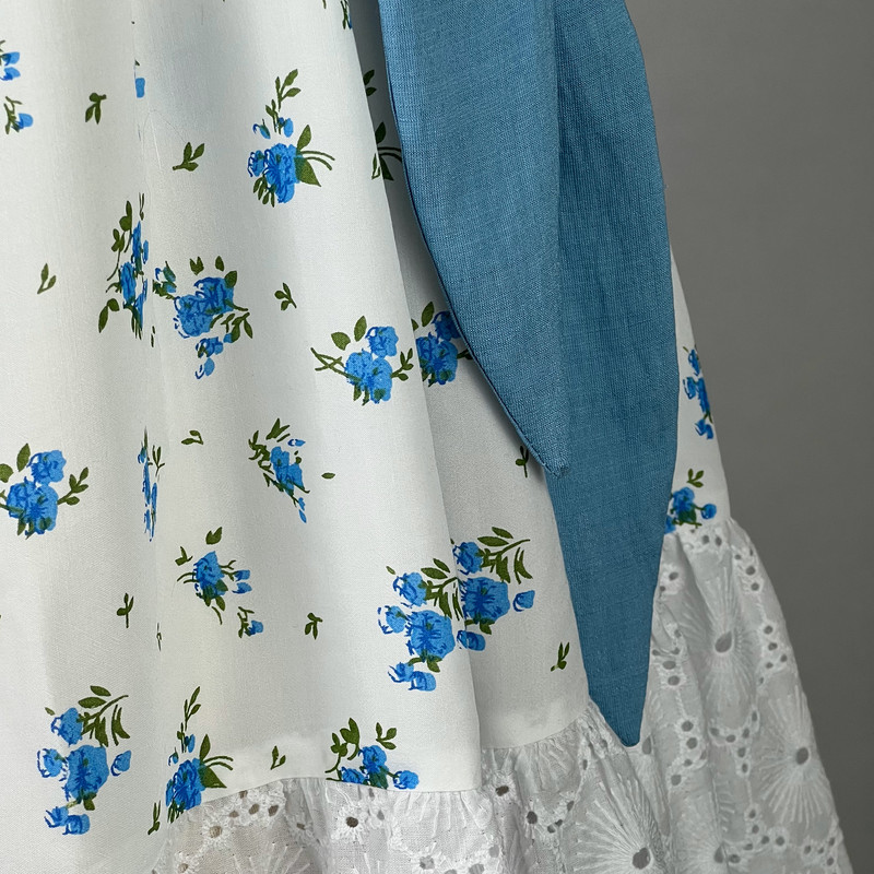 ست پیراهن و شومیز زنانه مدل گل گلی چین دار گره ای کد AK1107 رنگ آبی