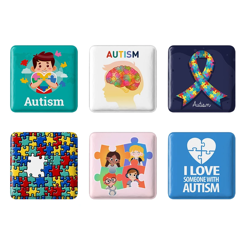مگنت خندالو طرح اتیسم Autism کد 1727A مجموعه 6 عددی