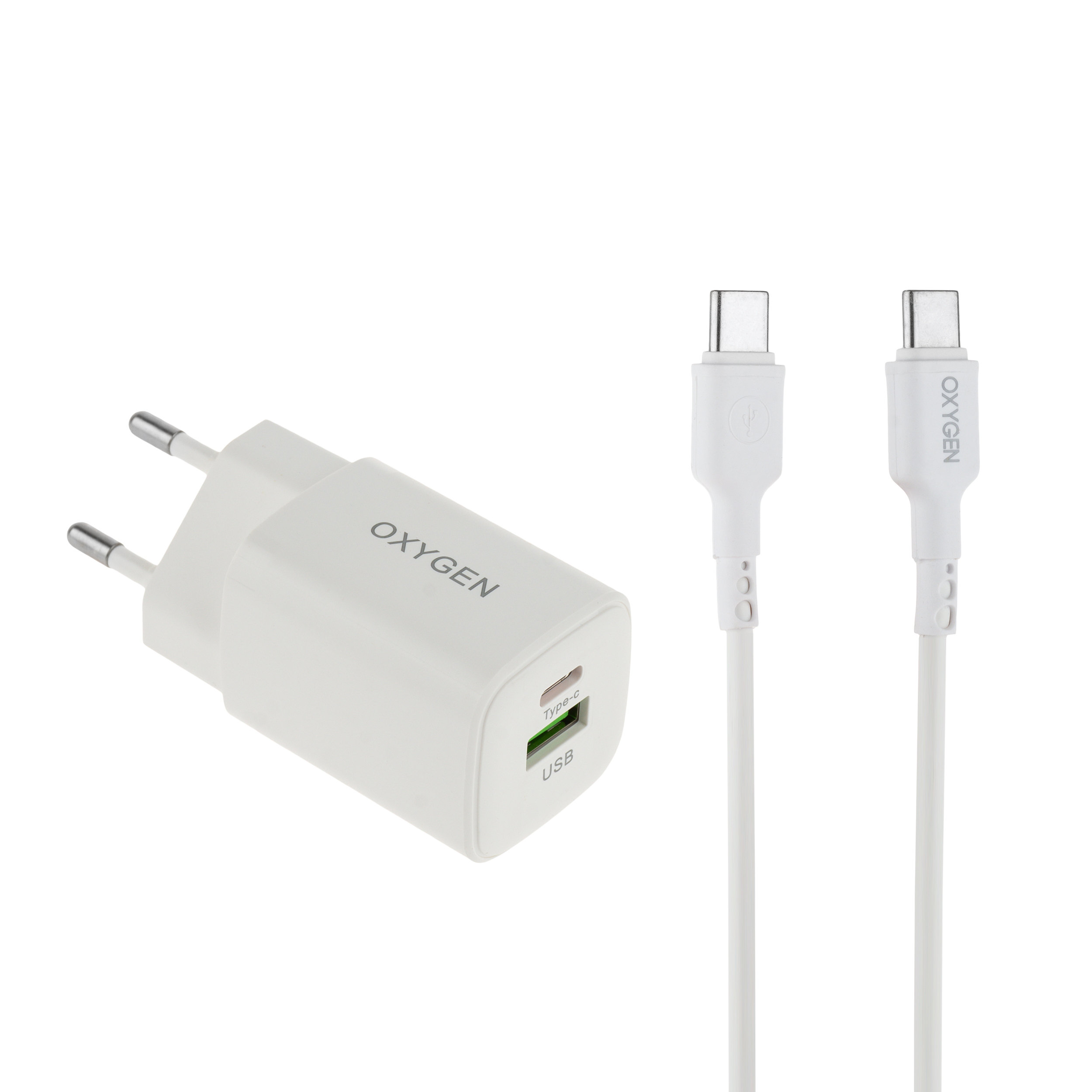 شارژر دیواری 30 وات دو پورت اکسیژن مدل CH-10 به همراه کابل USB-C