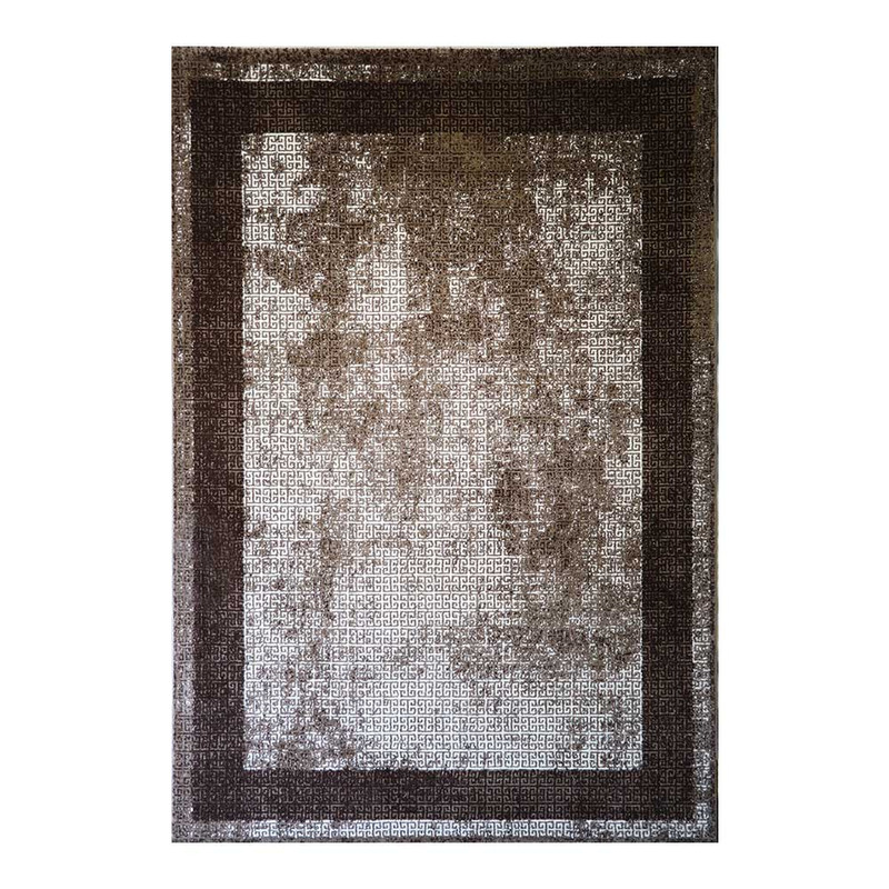 فرش ماشینی 320 شانه فرش ساوین زمینه قهوه ای حاشیه قهوه ای مدل آلاله