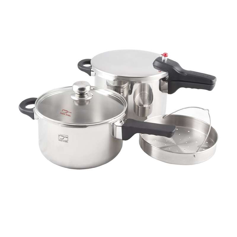 زودپز دوقلو پارس استیل مدل کف سه لایه گنجایش 6 و 4.5 ليتر زودپز دوقلو پارس استیل مدل کف سه لایه گنجایش 6 و 4.5 ليتر