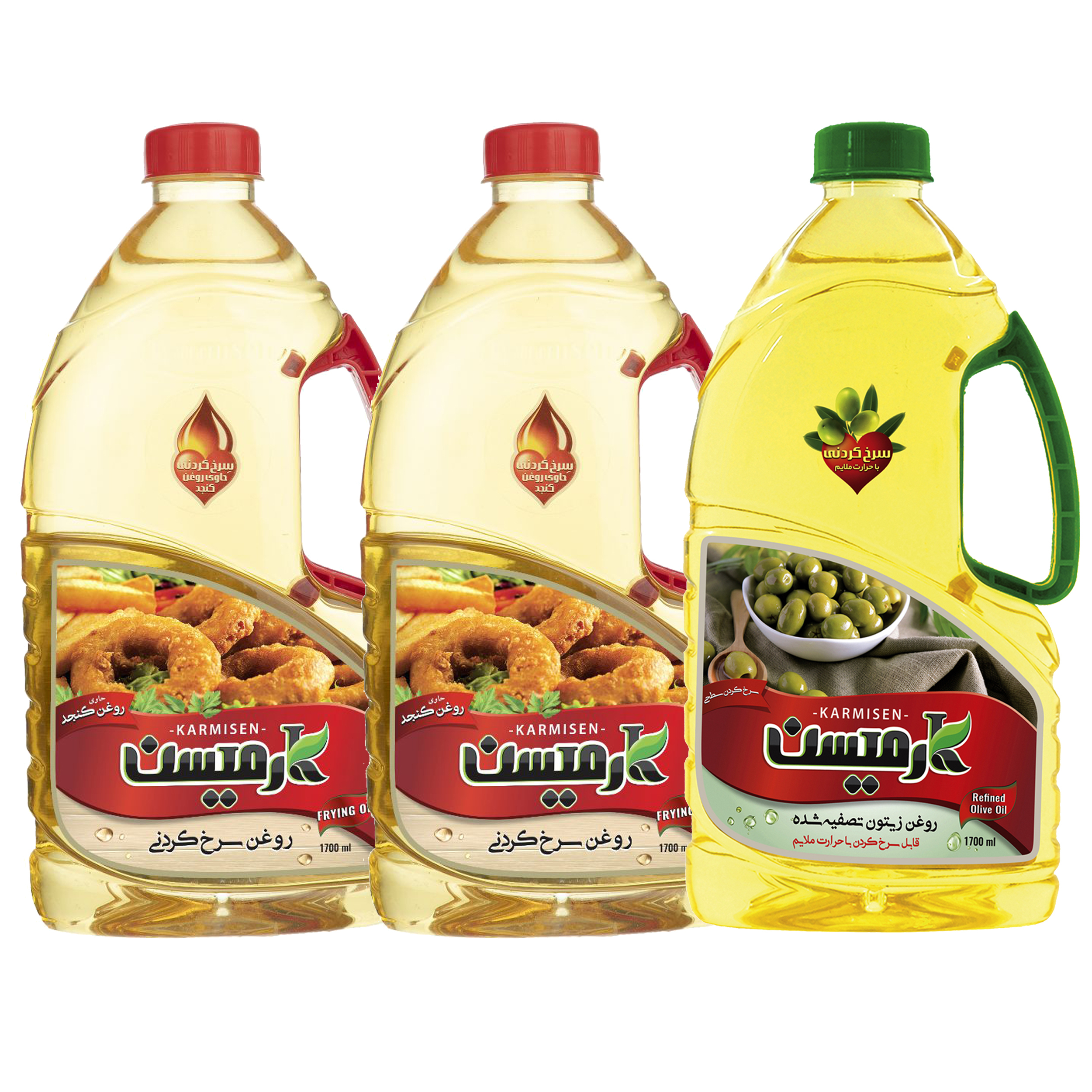 روغن زیتون تصفیه سرخ کردنی و روغن مخصوص سرخ پایه کنجد کارمیسن _ 1.7 لیتر مجموعه 3 عددی