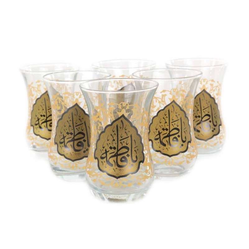 استکان مدل کمرباریک طرح مذهبی یا فاطمه سلام الله علیها کد 10001400 بسته 6 عددی