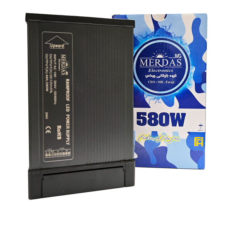 منبع تغذیه سویچینگ 12 ولت 48 آمپر مدل 12v-48A-S580