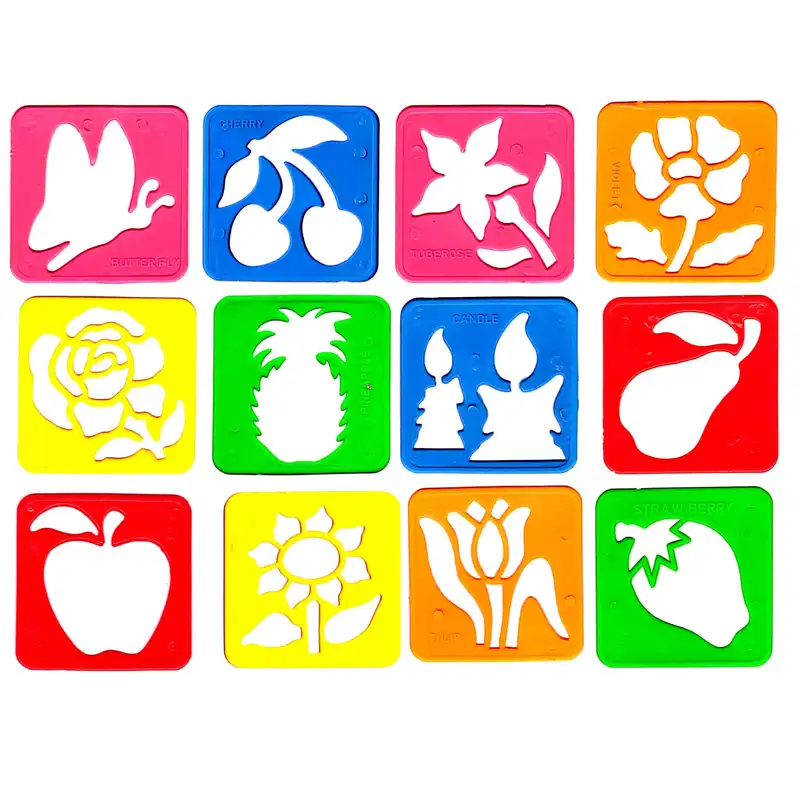 شابلون طرح حیوانات و گل و میوه مدل k1 مجموعه 24 عددی