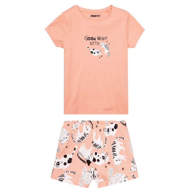 ست تی شرت و شلوارک دخترانه پیپرتس مدل Kitty best cotton ست تی شرت و شلوارک دخترانه پیپرتس مدل Kitty best cotton