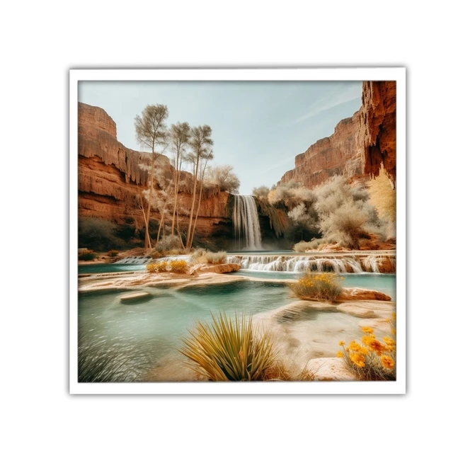 تابلو نوری بکلیت طرح منظره طبیعت و آبشار مدل W-MID-19503