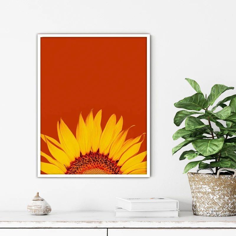 تابلو آتریسا طرح گل آفتابگردان مدرن مدل ATFF325 فریم سفید