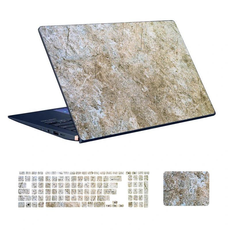  استیکر لپ تاپ توییجین و موییجین طرح Marble کد 77 مناسب برای لپ تاپ 15.6 اینچ به همراه برچسب حروف فارسی کیبورد 