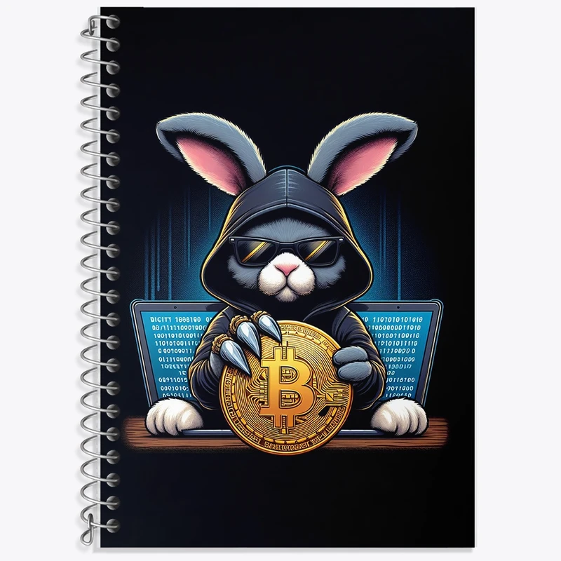 دفتر زبان 50 برگ خندالو مدل دو خط طرح بیت کوین (Bitcoin) کد F1643