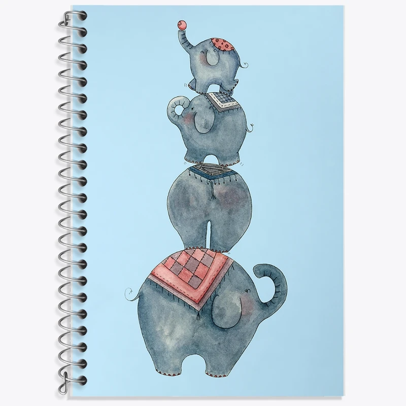 دفتر زبان 50 برگ خندالو مدل دو خط طرح فیل کد F1271