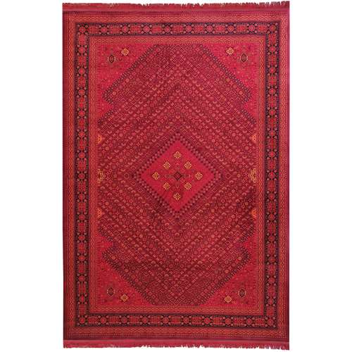 فرش ماشینی زمرد مشهد مدل کهنه نما زمینه لاکی