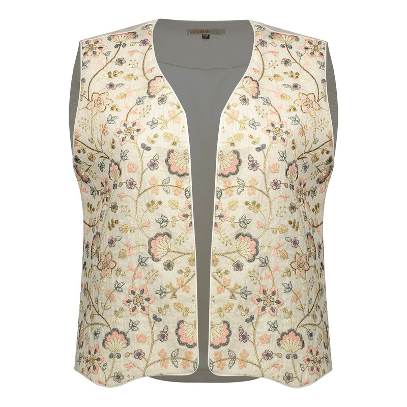 جلیقه زنانه مدل بهاره مجلسی آسترکشی و نوار مغذی کد 1021