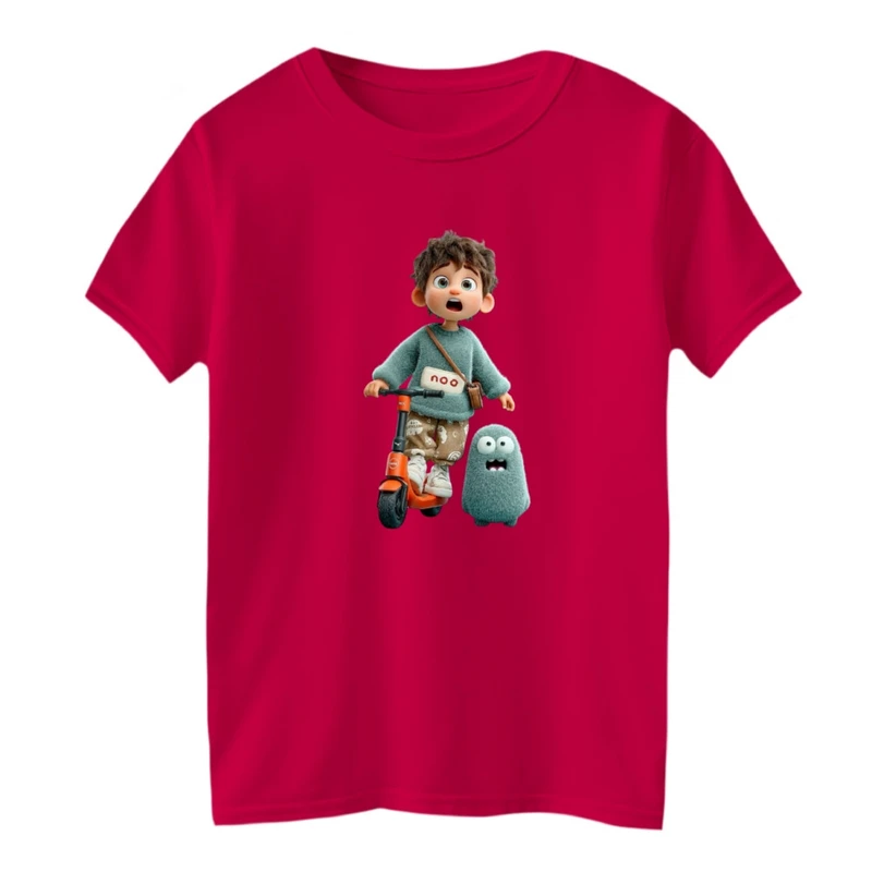 تی شرت آستین کوتاه بچگانه مدل پسرک و اسکوتر