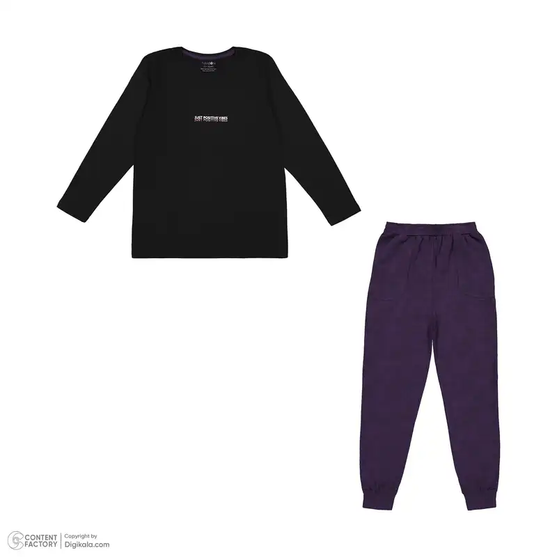 ست تی شرت و شلوار پسرانه ناربن مدل رهام  رنگ بنفش