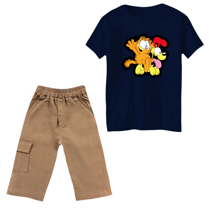 ست تی‌شرت و شلوارک پسرانه مدل گارفیلد کد 15