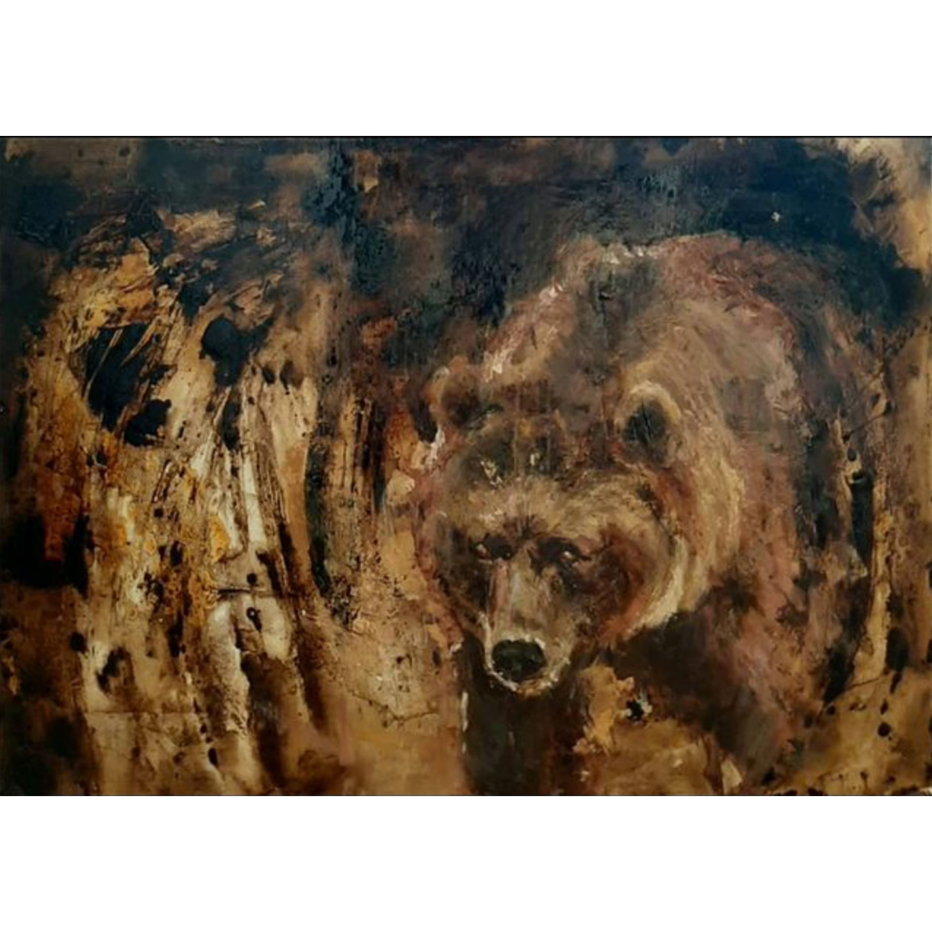 نقاشی رنگ روغن طرح خرس