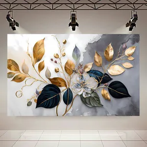 کاغذ دیواری طرح مرمر مدل برگ طلایی کد AR304463