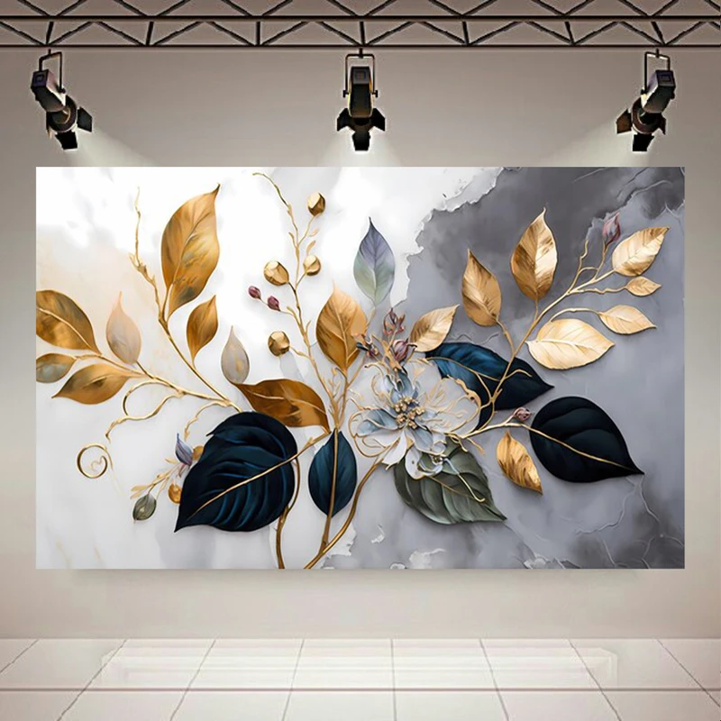 کاغذ دیواری طرح مرمر مدل برگ طلایی کد AR304463