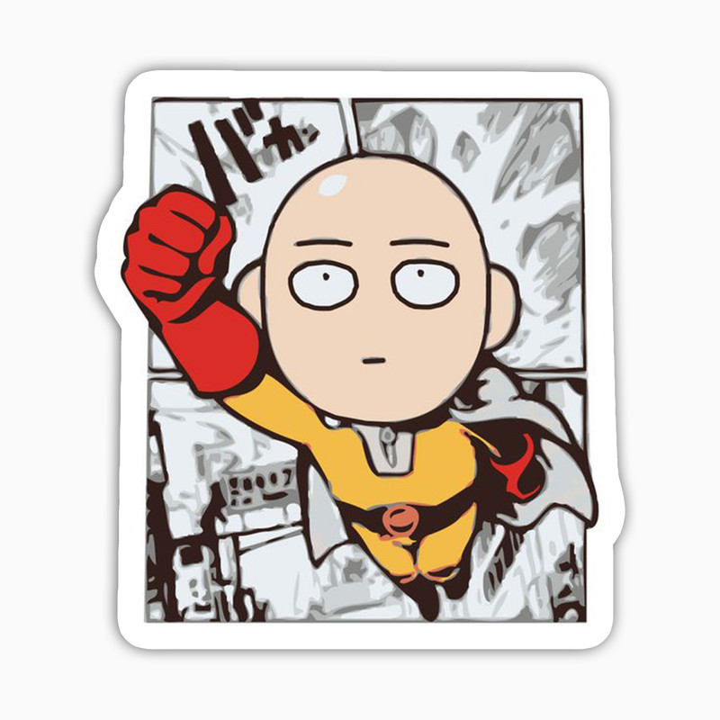 استیکر لپ تاپ و موبایل بووم طرح انیمه One Punch Man مدل Saitama کد SM25