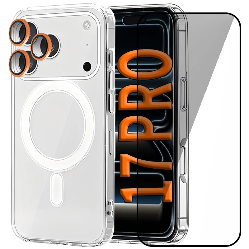 کاور مسیر مدل Prime Protect مناسب برای گوشی موبایل اپل iPhone 17 Pro به همراه محافظ صفحه نمایش و محافظ لنز دوربین