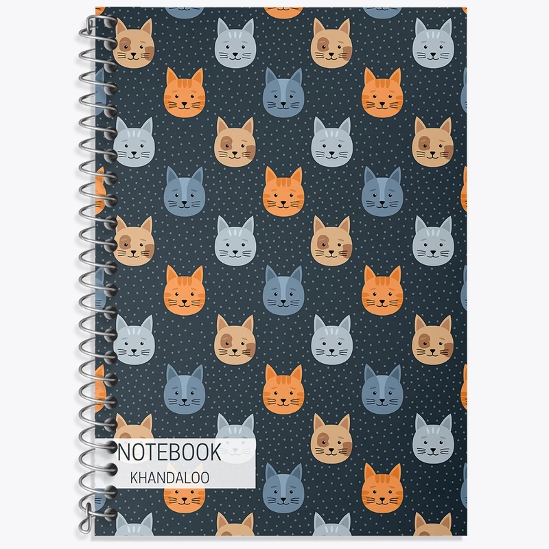 دفتر زبان 50 برگ خندالو مدل سه خط طرح گربه (Cat) کد N357
