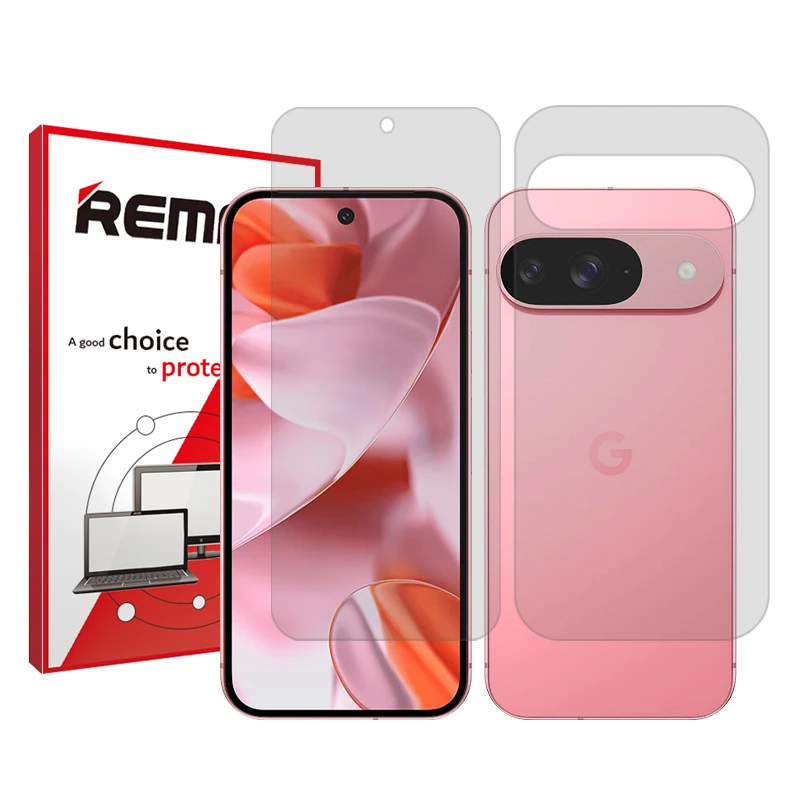 محافظ صفحه نمایش شفاف ریمکس مدل Resistant مناسب برای گوشی موبایل گوگل Pixel 9 به همراه محافظ پشت گوشی