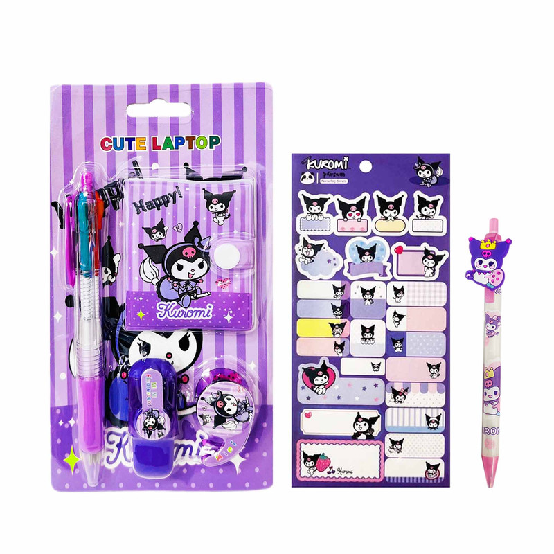 بسته لوازم تحریر مدل کرومی عروسکی مجموعه 6 عددی