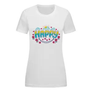 تی شرت آستین کوتاه زنانه مدل HAPPY ME کد 1123