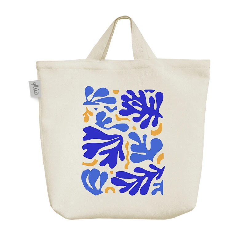 ساک خرید خندالو مدل نقش و نگار آبی و زرد کد 8027