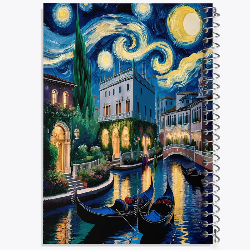 دفتر ژورنال نویسی 50 برگ خندالو مدل نقطه ای طرح منظره ی شب کد N4518