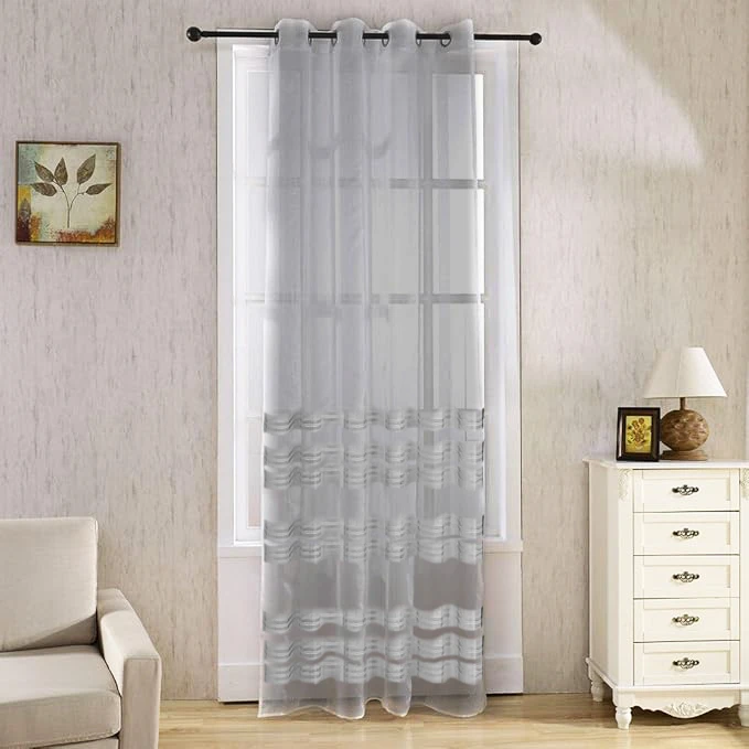 پرده تیکو دکو مدل حریر نازک ژرسه سه لاین ژوردار سایز 140*280 سانتی متر