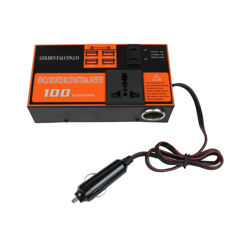 مبدل برق خودرو گلدن فالکون مدل 12 به 220 ولت 100W